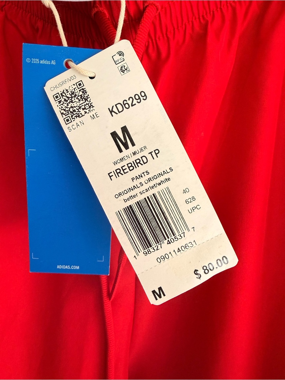 adidas Wide-Leg Track Pants in Red - Picture 3 of 5